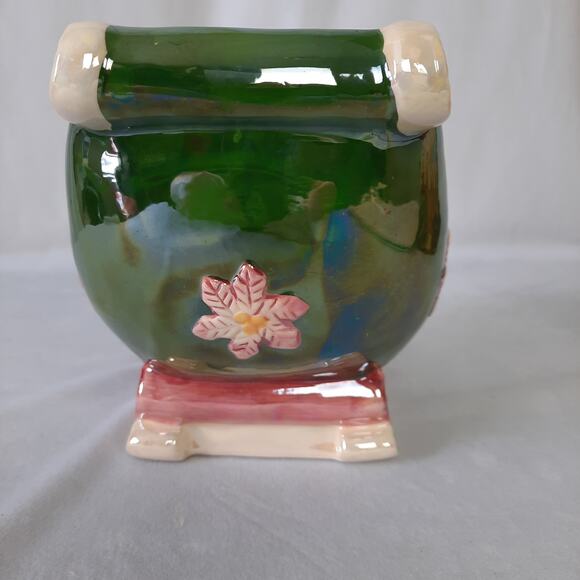 Christmas Sled with Poinsette Design, Ceramic Glossy - Picture 4 of 6